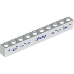 6111pb018-1 Steen 1x10 KALENDER:"July" andere kant "August" wit NIEUW *0K0000