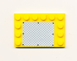 6180pb025-3G Tegel 4x6 met noppen zijkant met zilver (Sticker) geel gebruikt *5T10-01