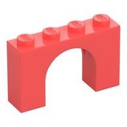 6182-220 Steen, boog 1x4x2 hoog rood, koraal NIEUW *1B385