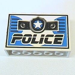 6213pb03-1G Steen 2x6x3 met ster en POLICE patroon wit gebruikt *5V000