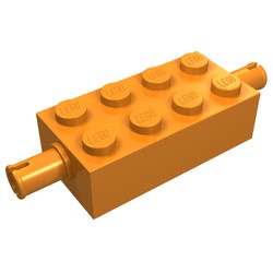 6249-4 Steen 2x4 met pinnen aan beide zijden oranje NIEUW *
