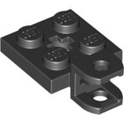 63082-11 Platte plaat 2x2 met houder en asgat in midden zwart NIEUW *0L0000