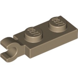 63868-69 Platte plaat 1x2 HORIZONTALE clip korte einde (in verlengde) crème,donker NIEUW *1B290