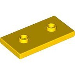 65509-3 Platte plaat 2x4 - 2 centrale noppen geel NIEUW *5C006
