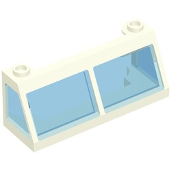 6567c03-1G Trein, raam cabine 2x6x2 vaste TRANSPARANT LICHTBLAUW glas wit gebruikt *1C039