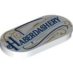 66857pb080-` Tegel 2x4 Ovaal tekst HABERDASHERY wit NIEUW *