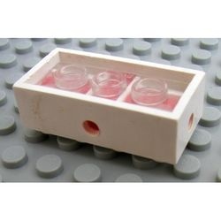 7049b-1G Steen 2x4 met gaten voor wielen met pinnen aan alle zijden transparante onderkant wit gebruikt * - Img 2