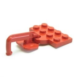 737bc01-5G Plaat 2x4 trein koppelaar met haak rood gebruikt *3D0000