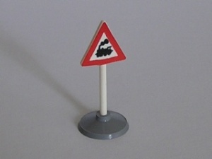 747pb03c01-1 CLASSIC Verkeersbord- Onbewaakte spoorwegovergang dikke voet wit gebruikt *0L0000