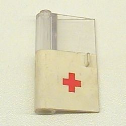 825p01-1 Deur 1x3x4 links met ruit rode kruis logo onderop wit gebruikt *5S046