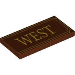 87079pb0005-88G Tegel 2x4 opdruk WEST bruin, roodachtig gebruikt *5t14-01