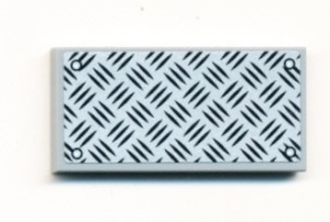 87079pb0100-86G Tegel 2x4 Zilveren plaat (Sticker) grijs, licht (blauwachtig) gebruikt *5t14-03
