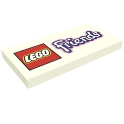 87079pb0133-1 Tegel 2x4 LEGO Friends Logo wit NIEUW *0K000