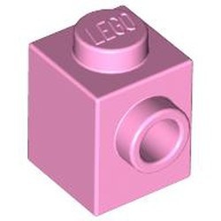 87087-104 Steen 1x1 noppen 1 zijde roze, helder NIEUW *1B034