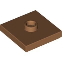 87580-150 Platte plaat 2x2 1 centrale nop caramel, midden NIEUW *1B349