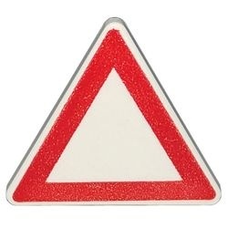 892pb003-1G Verkeersbord- driehoek met clip, voorrangsbord wit gebruikt *1E009