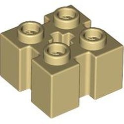 90258-2 Steen 2x2 met sleuven alle zijden crème NIEUW *