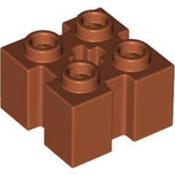 90258-68 Steen 2x2 met sleuven alle zijden oranje, donker NIEUW *