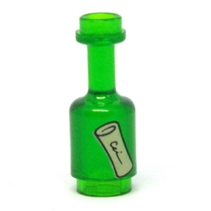 95228pb05-20 Fles met brief (Flessenpost) transparant groen NIEUW *0L0000