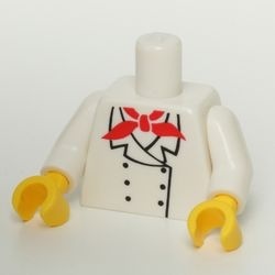 973px3c01-1 Torso, chef met 6 knopen en rode sjaal wit NIEUW *0B0000