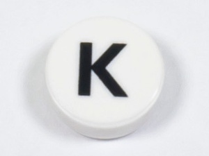 98138pb221 Tegel 1x1 rond letter K wit NIEUW *0L0000