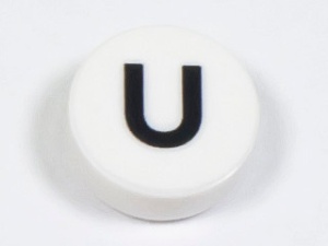 98138pb231 Tegel 1x1 rond letter U wit NIEUW *0L0000