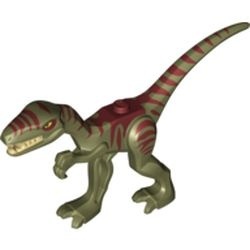 98166pb02-155 Olijfgroene Dino Coelophysis met donkerrode markeringen groen, olijf NIEUW *