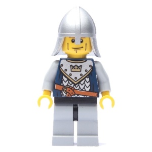 cas339G Fantasy Era - Ridder, Metallic zilveren helm met nekbescherming gebruikt *0M0000