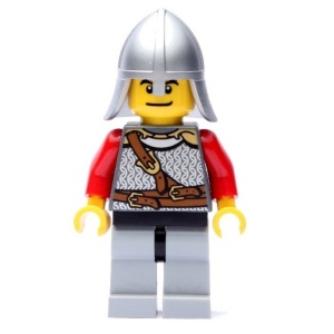 cas438G Leeuwenridder met metallic zilvren helm en open mond (dubbelzijdig) gebruikt *0M0000