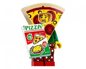 col19-10 Man in pizapak, met piza advertentie en standaard NIEUW *0M0000