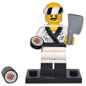 coltlnm-19 The Ninjago Movie- Sushi Chef met suschi's, hakmes en voetstuk NIEUW *0M0000