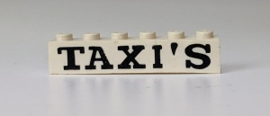 crssprt02pb14-1G Steen 1x6 ZONDER bodemtubes TAXI'S dikke, grote letters wit gebruikt *5V05-02