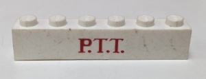 crssprt02pb30-1G Steen 1x6 ZONDER bodemtubes P.T.T. dunne letters wit gebruikt *5V05-03