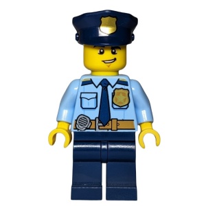 cty0743 Politieman met pet, grijns, stropdas en badge NIEUW *0M0000