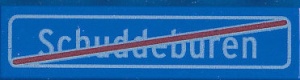 CUS2035 Tegel 1x8 Plaatsnaam einde Schuddeburen (Legoboer-zoekt-vrouw) blauw NIEUW *0A000