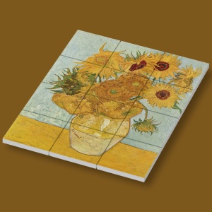 CUS4009 12 tegels 2x2 Zonnebloemen- Vincent van Gogh wit NIEUW *0A000