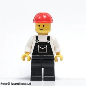 ovr007G Overalls Zwarte met Pocket - Zwarte benen, rode Construction Hat gebruikt *0M0000