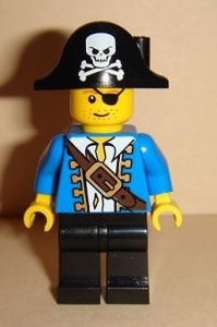pi102G Piratenhoofdman blauw pak ronde hoed gebruikt *0M0000