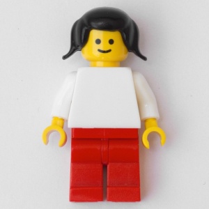 pln030G Effen witte torso, rode benen, zwart haar gebruikt *0M0000