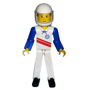tech003aG Skier met rode strepen en witte helm gebruikt *0D000