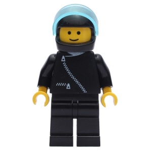 zip003G Jas met ritssluiting - zwart, zwarte helm en transparant lichtblauwe vizier gebruikt *0M0000