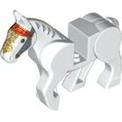 10352c01pb05-1 Paard nieuwe type beweegbare benen leidsel met blauw-gouden decoratie zijkant wit NIEUW *0D000