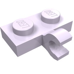 11476-154 Platte plaat 1x2 met horizontale clip LANGE einde lavender, licht NIEUW *1B291