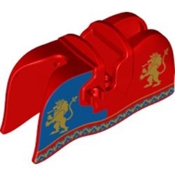 13744pb03-5 Zadel met bepantsering twee leeuwenkoppen goud kruis rood NIEUW *0D000