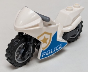 18895c14pb01-1 Motor met POLICE aan beide kanten, zilveren wielen en donkergrijs stuur wit NIEUW *5K000