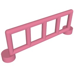 2214-47G DUPLO Hek 1x6x1 met 5 palen roze, donker gebruikt *