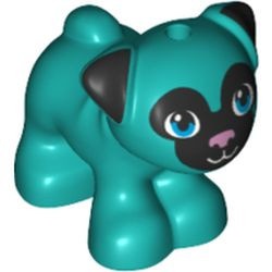 24111pb03-39 Hond, bulldog puppy met zwart gezicht turquoise, donker NIEUW *0D000