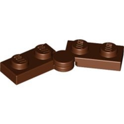 2429c01-88G Scharnierplaat 1x4 compleet (horizontaal 2 x 1x2) bruin, roodachtig gebruikt *6K2
