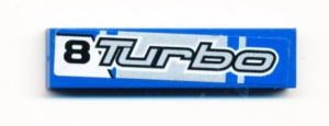 2431pb093-7G Tegel 1x4 8 en Turbo (Sticker) blauw gebruikt *5t04-06