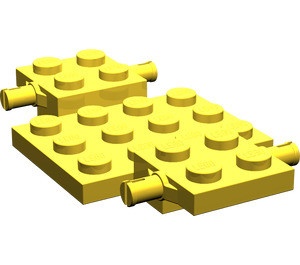 2441-3G Bodemplaat met wielhouders 7x4x2/3 geel gebruikt *3D000 - Img 1